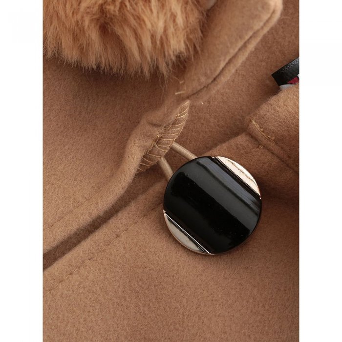 Faux Fur Woolen Patchwork Irregular Women Cape Coat